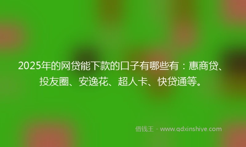 2025年的网贷能下款的口子有哪些有：惠商贷、投友圈、安逸花、超人卡、快贷通等。