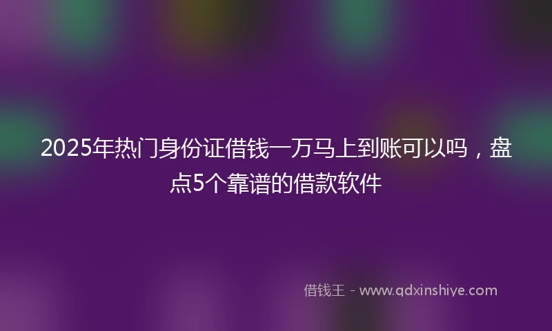 2025年热门身份证借钱一万马上到账可以吗，盘点5个靠谱的借款软件