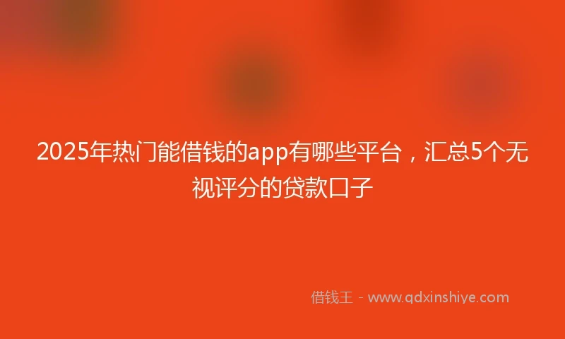 2025年热门能借钱的app有哪些平台，汇总5个无视评分的贷款口子