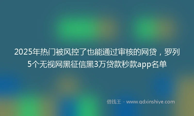 2025年热门被风控了也能通过审核的网贷，罗列5个无视网黑征信黑3万贷款秒款app名单