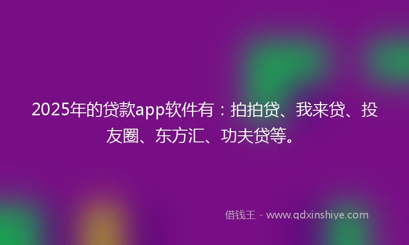 2025年的贷款app软件有：拍拍贷、我来贷、投友圈、东方汇、功夫贷等。
