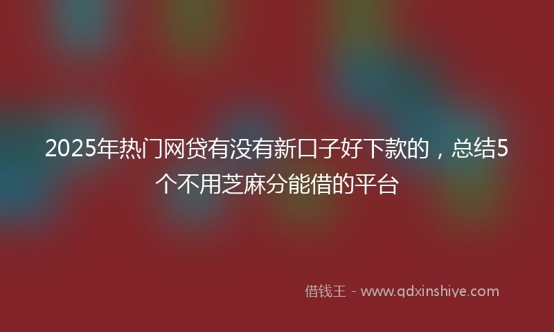 2025年热门网贷有没有新口子好下款的，总结5个不用芝麻分能借的平台