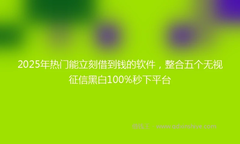 2025年热门能立刻借到钱的软件，整合五个无视征信黑白100%秒下平台