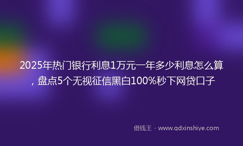 2025年热门银行利息1万元一年多少利息怎么算，盘点5个无视征信黑白100%秒下网贷口子