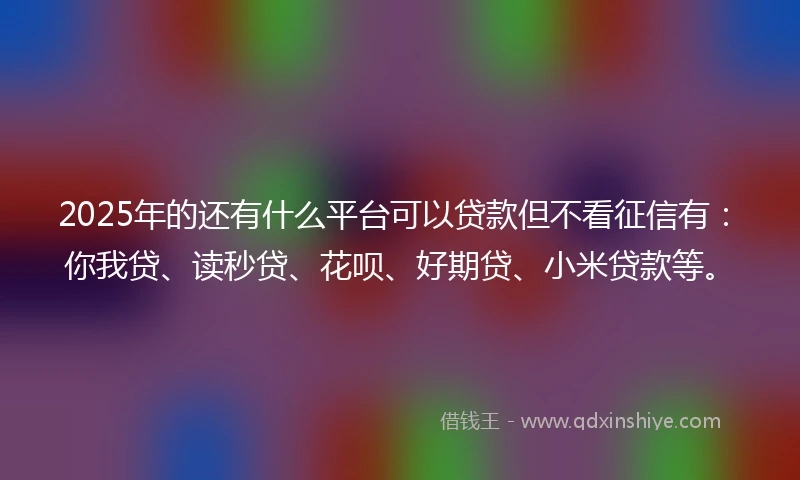 2025年的还有什么平台可以贷款但不看征信有：你我贷、读秒贷、花呗、好期贷、小米贷款等。