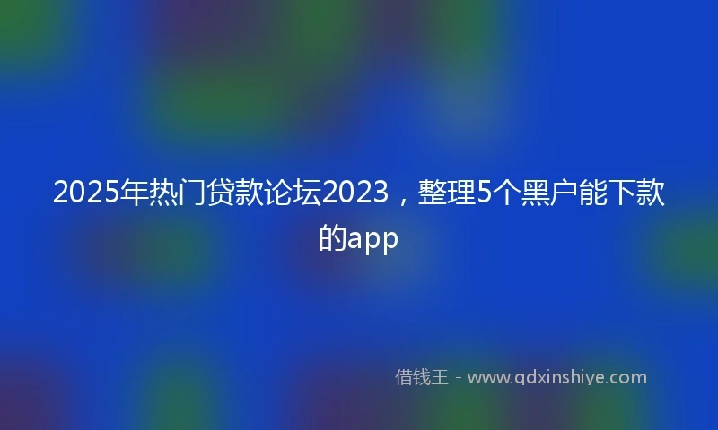 2025年热门贷款论坛2023，整理5个黑户能下款的app