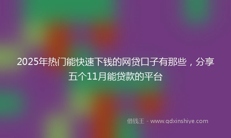 2025年热门能快速下钱的网贷口子有那些，分享五个11月能贷款的平台