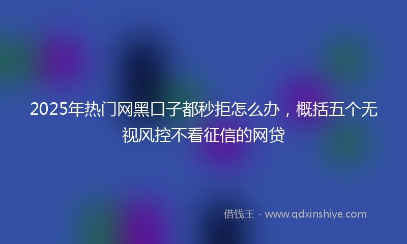 2025年热门网黑口子都秒拒怎么办，概括五个无视风控不看征信的网贷