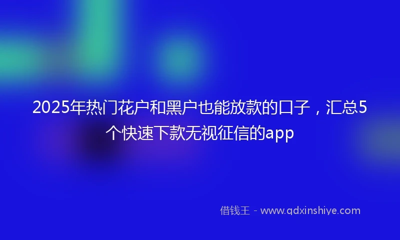 2025年热门花户和黑户也能放款的口子，汇总5个快速下款无视征信的app