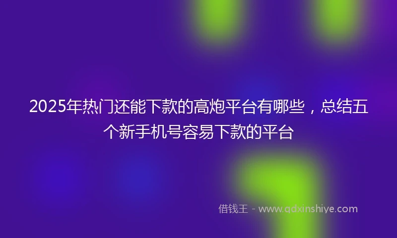 2025年热门还能下款的高炮平台有哪些，总结五个新手机号容易下款的平台