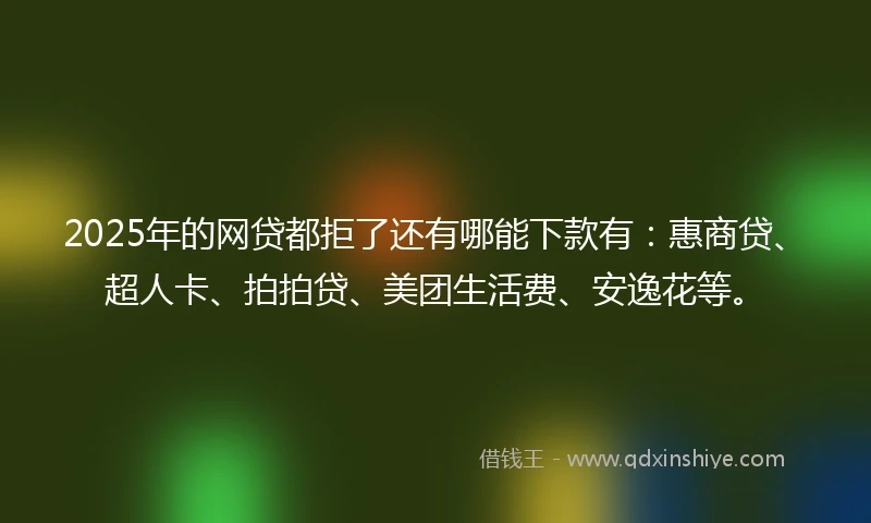 2025年的网贷都拒了还有哪能下款有：惠商贷、超人卡、拍拍贷、美团生活费、安逸花等。