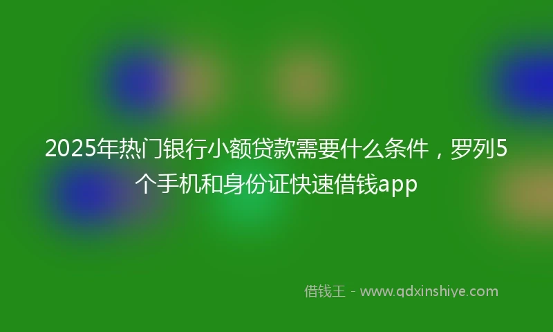 2025年热门银行小额贷款需要什么条件，罗列5个手机和身份证快速借钱app