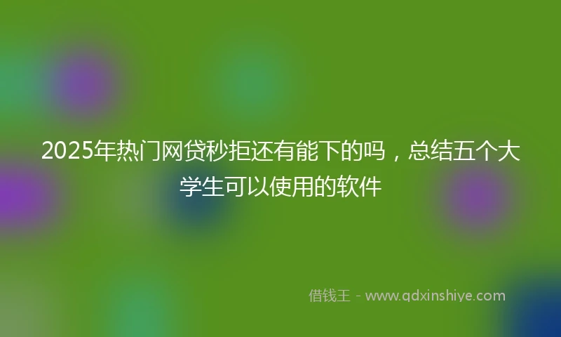 2025年热门网贷秒拒还有能下的吗，总结五个大学生可以使用的软件