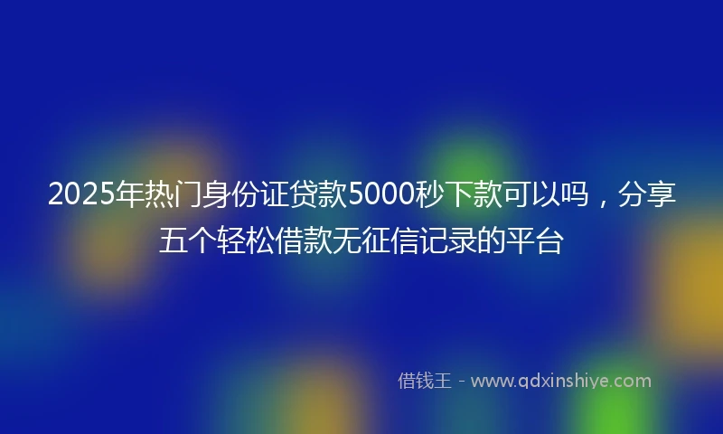 2025年热门身份证贷款5000秒下款可以吗，分享五个轻松借款无征信记录的平台