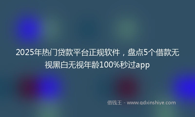 2025年热门贷款平台正规软件，盘点5个借款无视黑白无视年龄100%秒过app