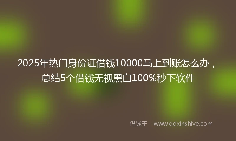 2025年热门身份证借钱10000马上到账怎么办，总结5个借钱无视黑白100%秒下软件
