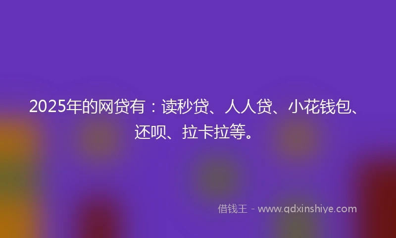 2025年的网贷有：读秒贷、人人贷、小花钱包、还呗、拉卡拉等。