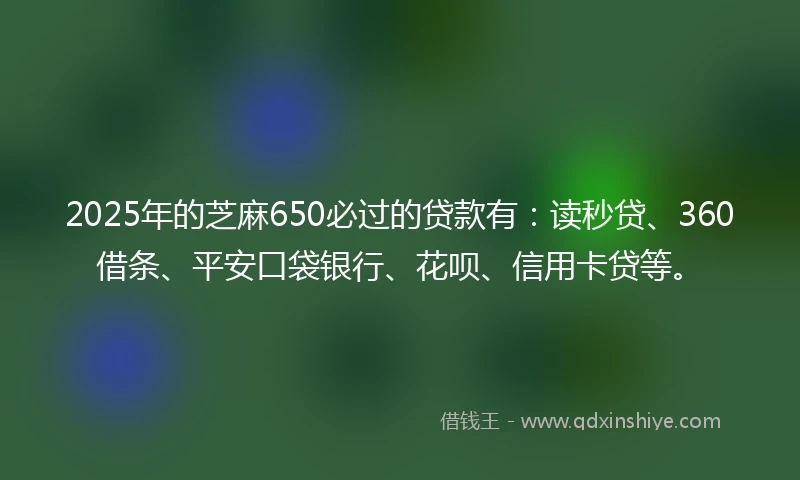 2025年的芝麻650必过的贷款有：读秒贷、360借条、平安口袋银行、花呗、信用卡贷等。