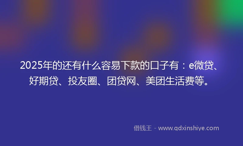 2025年的还有什么容易下款的口子有：e微贷、好期贷、投友圈、团贷网、美团生活费等。