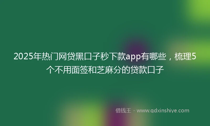 2025年热门网贷黑口子秒下款app有哪些，梳理5个不用面签和芝麻分的贷款口子