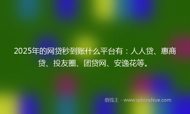 2025年的网贷秒到账什么平台有：人人贷、惠商贷、投友圈、团贷网、安逸花等。
