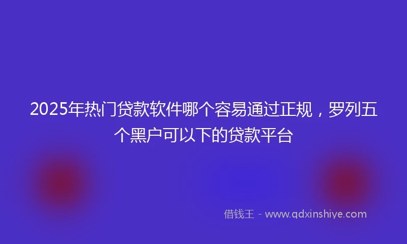 2025年热门贷款软件哪个容易通过正规，罗列五个黑户可以下的贷款平台
