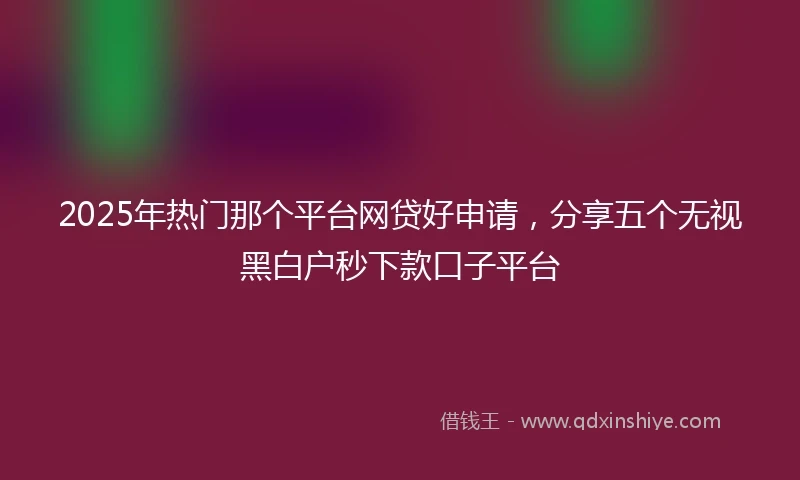 2025年热门那个平台网贷好申请，分享五个无视黑白户秒下款口子平台