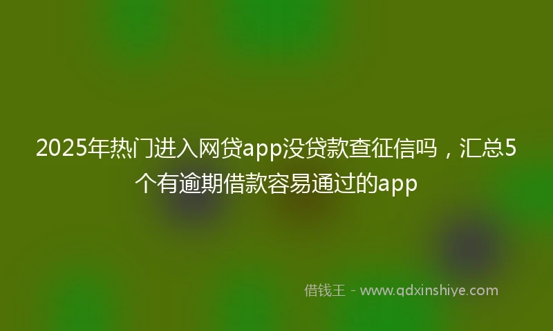 2025年热门进入网贷app没贷款查征信吗，汇总5个有逾期借款容易通过的app