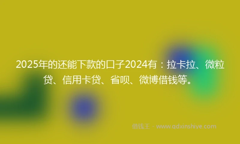 2025年的还能下款的口子2024有：拉卡拉、微粒贷、信用卡贷、省呗、微博借钱等。