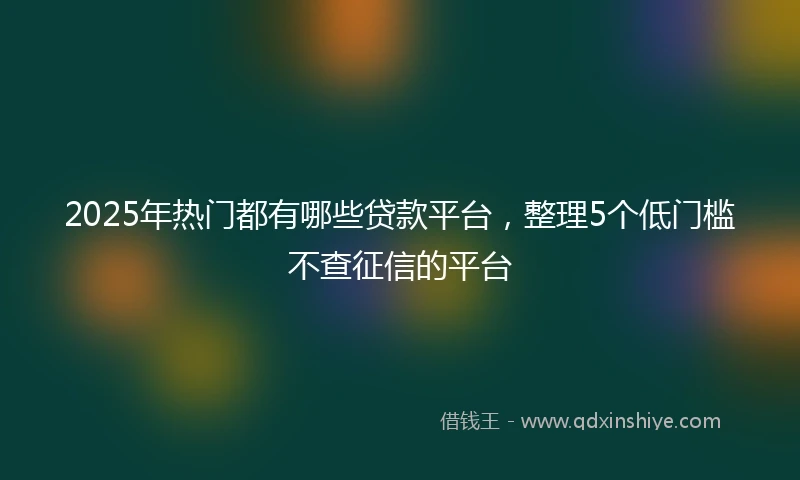 2025年热门都有哪些贷款平台，整理5个低门槛不查征信的平台