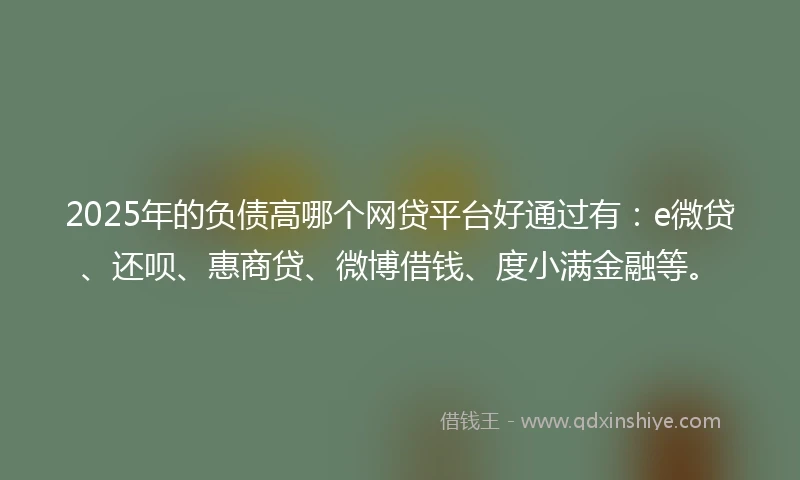 2025年的负债高哪个网贷平台好通过有：e微贷、还呗、惠商贷、微博借钱、度小满金融等。