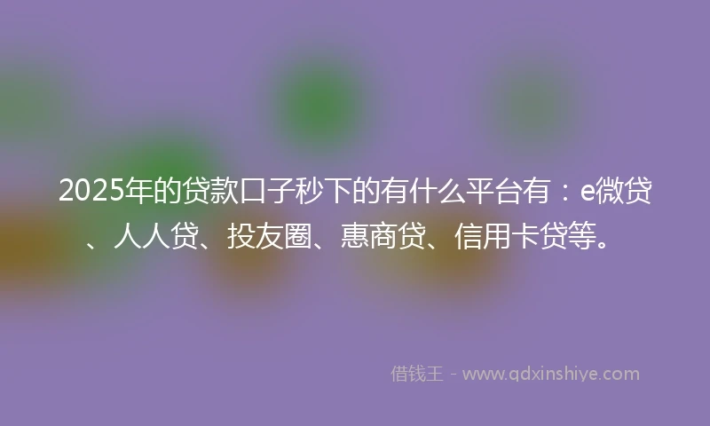 2025年的贷款口子秒下的有什么平台有：e微贷、人人贷、投友圈、惠商贷、信用卡贷等。