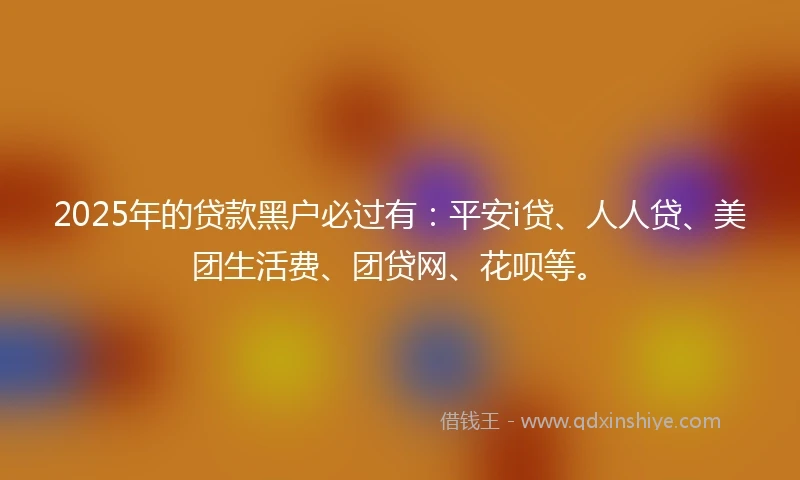 2025年的贷款黑户必过有：平安i贷、人人贷、美团生活费、团贷网、花呗等。
