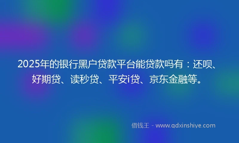 2025年的银行黑户贷款平台能贷款吗有：还呗、好期贷、读秒贷、平安i贷、京东金融等。