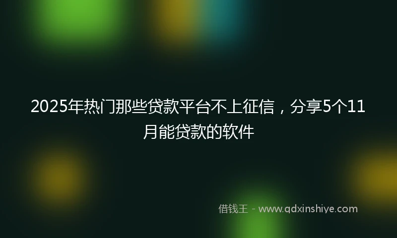 2025年热门那些贷款平台不上征信，分享5个11月能贷款的软件