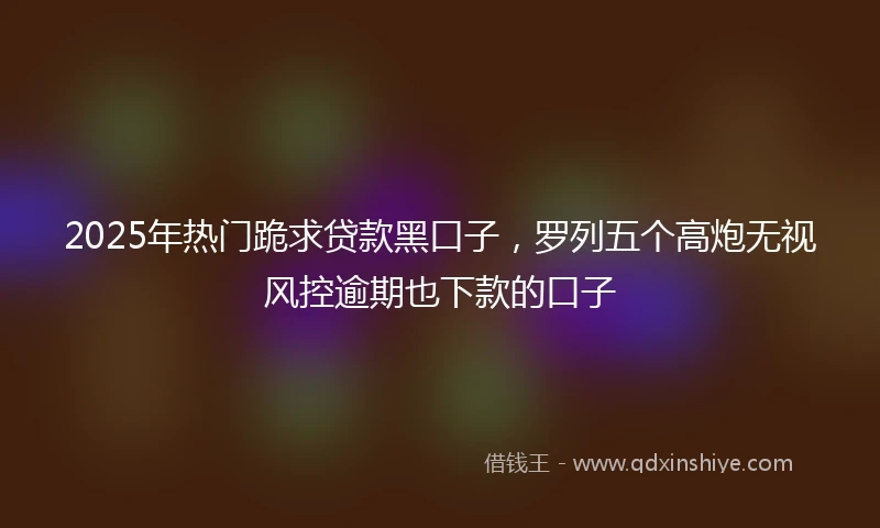 2025年热门跪求贷款黑口子，罗列五个高炮无视风控逾期也下款的口子