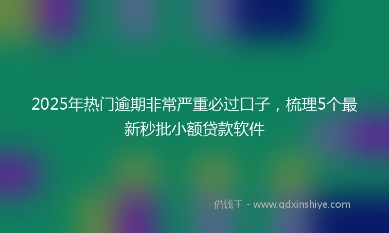 2025年热门逾期非常严重必过口子，梳理5个最新秒批小额贷款软件