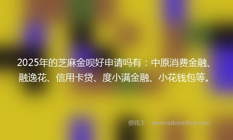 2025年的芝麻金呗好申请吗有：中原消费金融、融逸花、信用卡贷、度小满金融、小花钱包等。