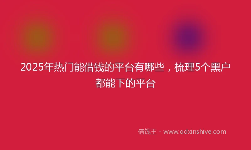 2025年热门能借钱的平台有哪些，梳理5个黑户都能下的平台