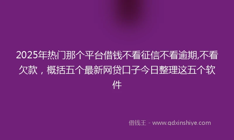2025年热门那个平台借钱不看征信不看逾期,不看欠款，概括五个最新网贷口子今日整理这五个软件