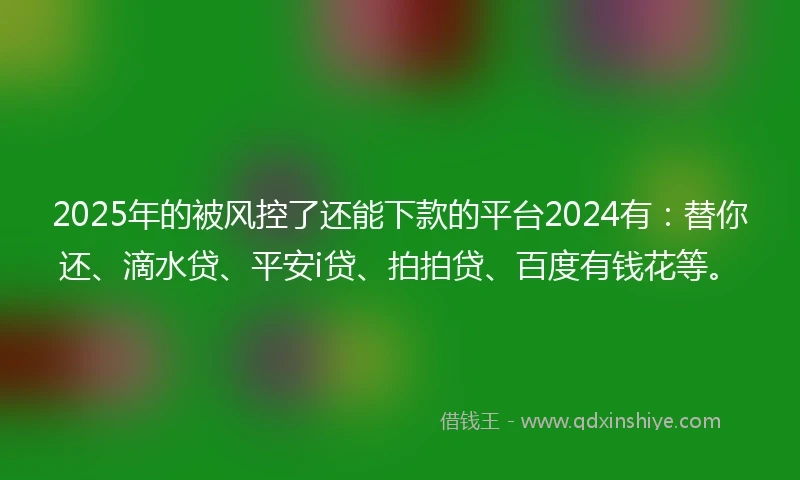 2025年的被风控了还能下款的平台2024有：替你还、滴水贷、平安i贷、拍拍贷、百度有钱花等。