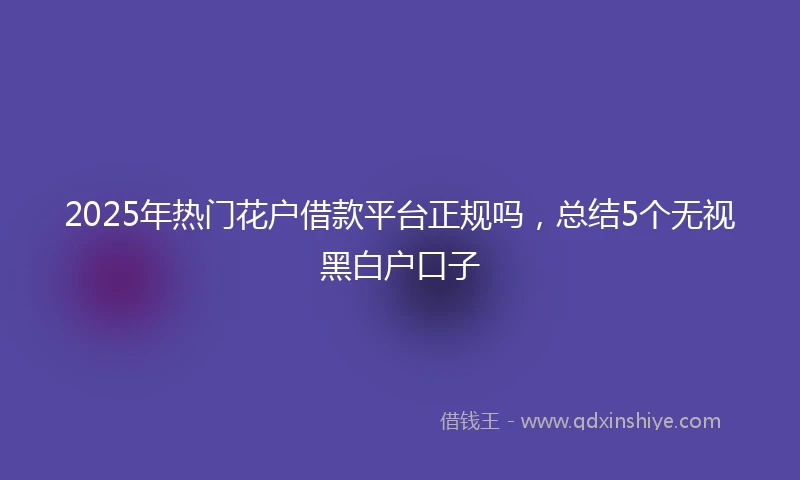 2025年热门花户借款平台正规吗，总结5个无视黑白户口子