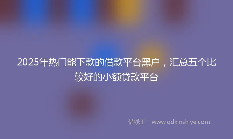 2025年热门能下款的借款平台黑户，汇总五个比较好的小额贷款平台
