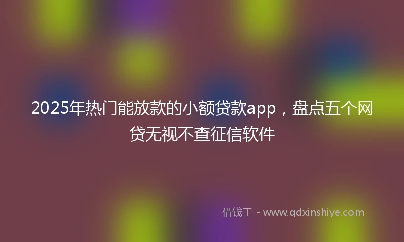 2025年热门能放款的小额贷款app，盘点五个网贷无视不查征信软件