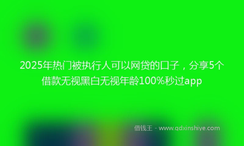 2025年热门被执行人可以网贷的口子，分享5个借款无视黑白无视年龄100%秒过app