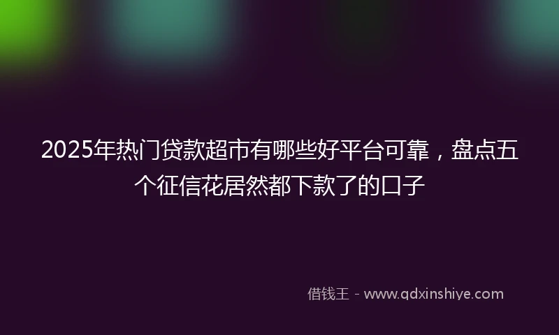 2025年热门贷款超市有哪些好平台可靠，盘点五个征信花居然都下款了的口子