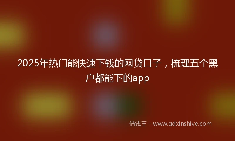 2025年热门能快速下钱的网贷口子，梳理五个黑户都能下的app