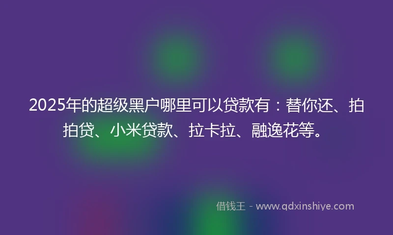 2025年的超级黑户哪里可以贷款有：替你还、拍拍贷、小米贷款、拉卡拉、融逸花等。