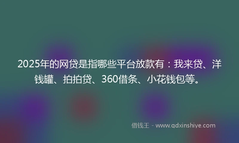2025年的网贷是指哪些平台放款有：我来贷、洋钱罐、拍拍贷、360借条、小花钱包等。