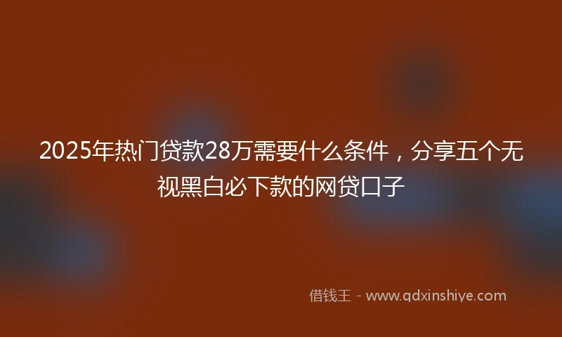 2025年热门贷款28万需要什么条件，分享五个无视黑白必下款的网贷口子